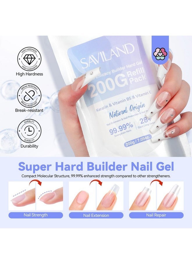Saviland Clear Builder Nail Gel - 200 G Refill Pack Triple Efficacy (Ve&Vb5&Kerain) Hard Gel With Sealed Aluminum Packaging Extension Gel For Starter Professional Diy At Home Salon  - Image 4