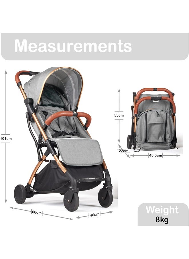 Tianrui Luxury High Landscape Lightweight Baby Stroller with Car Seat – 5-Point Safety Harness, One-Hand Folding, Large Sun Canopy and Rain Cover, Four-Wheel Suspension System, Multi-Position Recline and Footrest, XL Storage Basket, Suitable for Newborn Infant Stroller  - Image 2