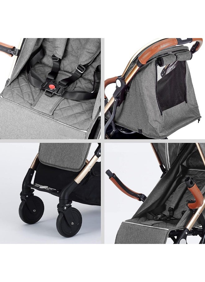 Tianrui Luxury High Landscape Lightweight Baby Stroller with Car Seat – 5-Point Safety Harness, One-Hand Folding, Large Sun Canopy and Rain Cover, Four-Wheel Suspension System, Multi-Position Recline and Footrest, XL Storage Basket, Suitable for Newborn Infant Stroller  - Image 3
