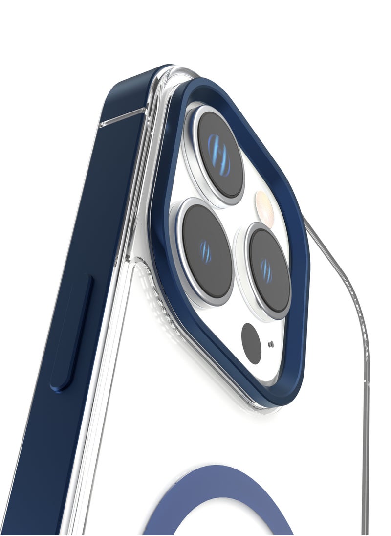 LEVELO - iPhone 16 Pro Max MagSafe Case Claire With Aluminum Bumper Cover / Impact Resistant Corners / Durable Back Cover - Blue - Image 1