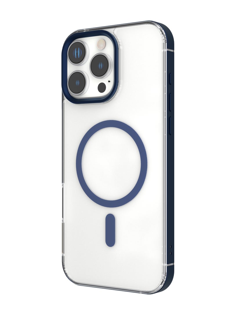 LEVELO - iPhone 16 Pro Max MagSafe Case Claire With Aluminum Bumper Cover / Impact Resistant Corners / Durable Back Cover - Blue - Image 1