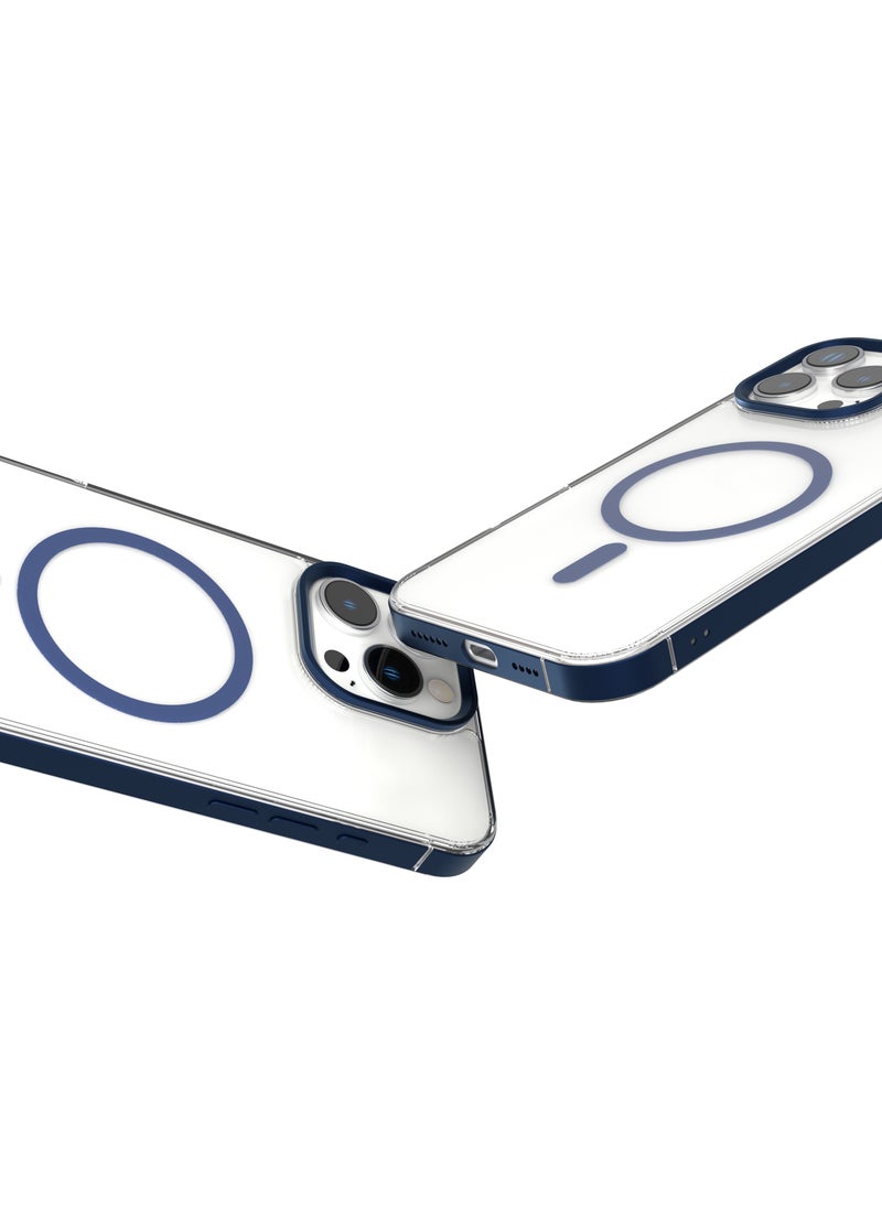 LEVELO - iPhone 16 Pro Max MagSafe Case Claire With Aluminum Bumper Cover / Impact Resistant Corners / Durable Back Cover - Blue - Image 1