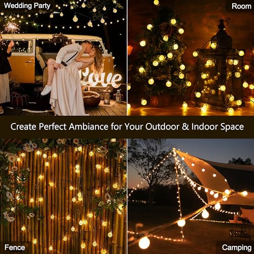Jedavai Solar String Lights Outdoor 2 Pack 200 Led 80FT Warm White Crystal Globe Lights with 8 Lighting Modes, Waterproof Solar Powered Patio for Garden Yard Porch Wedding Party Decoration - Image 2