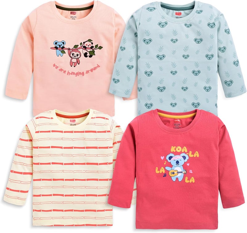LuvLap Cartoon Regular Fit Long Sleeve T-Shirt Set for Boys - Multicolor (4 Pack) - Image 1