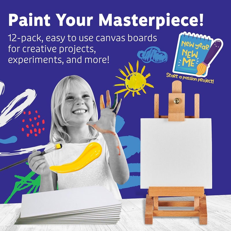 Artlicious Canvases for Painting - Pack of 12, 12 x 12 Inch Blank White Canvas Boards - 100% Cotton Art Panels for Oil, Acrylic & Watercolor Paint - Image 2