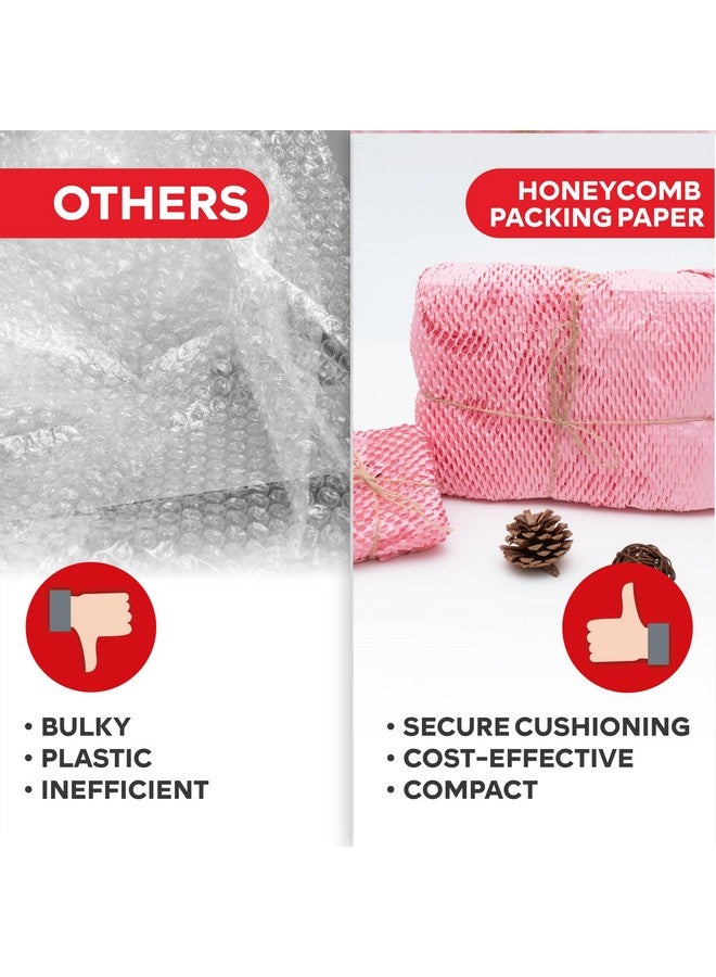 XFasten Pink Honeycomb Packing Paper For Moving 15Inch X 118Feet Bubble Honeycomb Wrap Honeycomb Wrapping Paper For Packing Cushion With 20 Fragile Stickers Packing Supplies By Xfasten - Image 3
