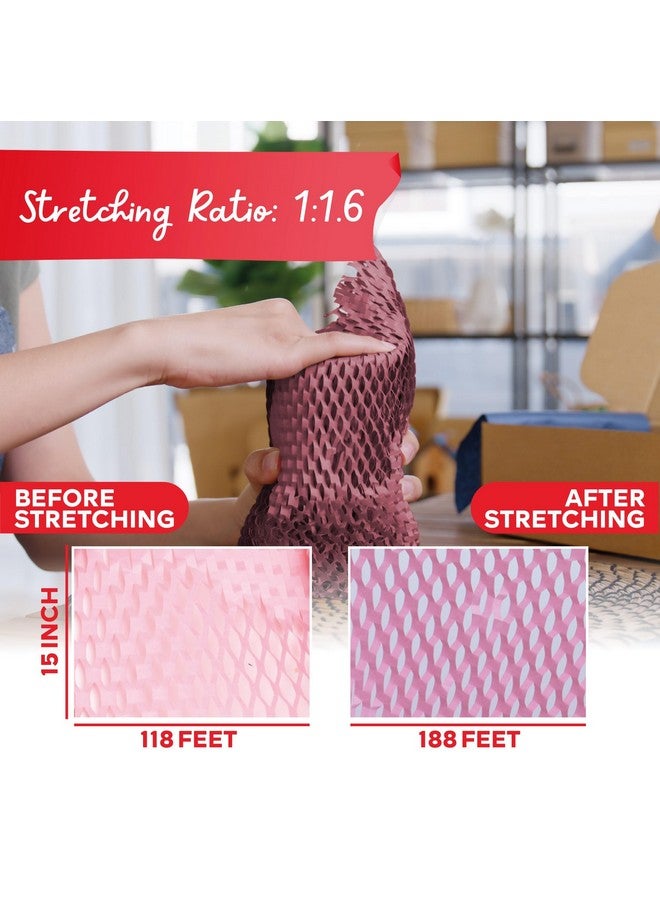 XFasten Pink Honeycomb Packing Paper For Moving 15Inch X 118Feet Bubble Honeycomb Wrap Honeycomb Wrapping Paper For Packing Cushion With 20 Fragile Stickers Packing Supplies By Xfasten - Image 5