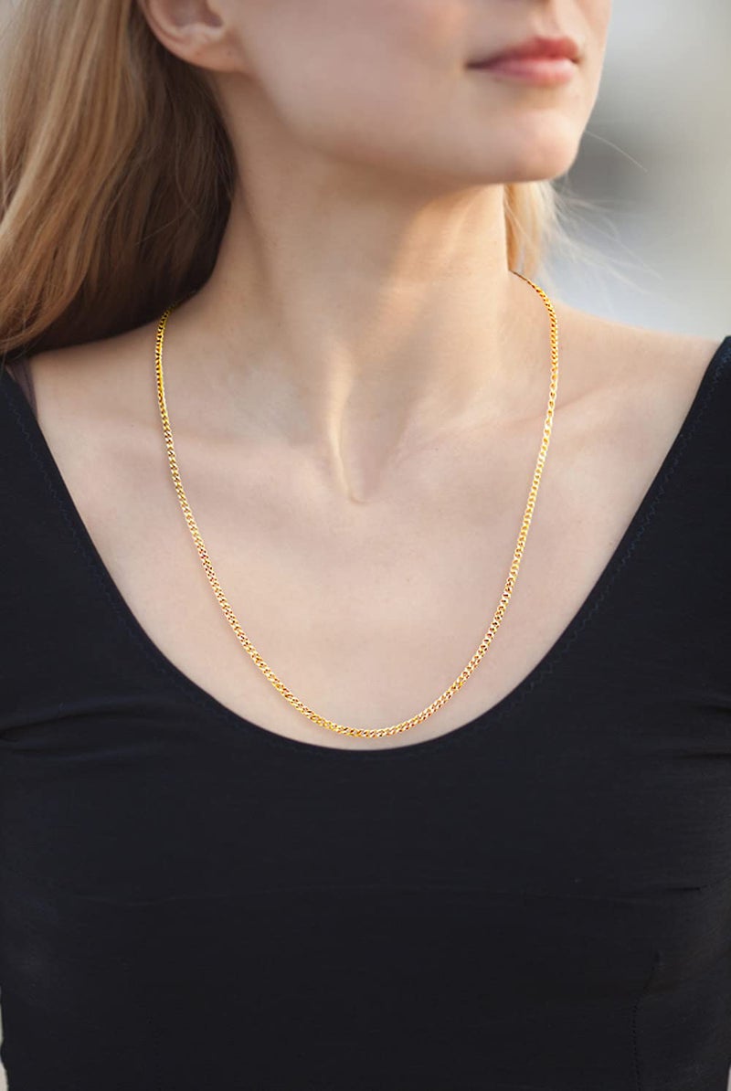 Fiusem 3.5mm Gold Chains for Men, 18K Gold Plated Mens Necklace Chains, Stainless Steel Cuban Link Chain Necklace for Men and Women, Mens Chains 26 Inch - Image 3