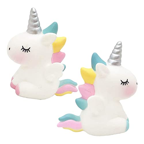 Macute Unicorn Cake Decorations 2 Pc Set with Unicorn Cake Toppers Angel Wings Cupcake Toppers Perfect for Kids Birthday Parties Baby Showers Weddings Blue Pink - Image 1