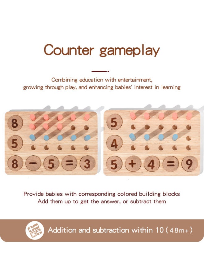 Children's Wooden Digital Matching Arithmetic Hundred Board Mathematics Teaching Aids Ten-grid Array Logic Thinking Educational Toys-Color:Ten Grid Array Digital Matching Arithmetic Board