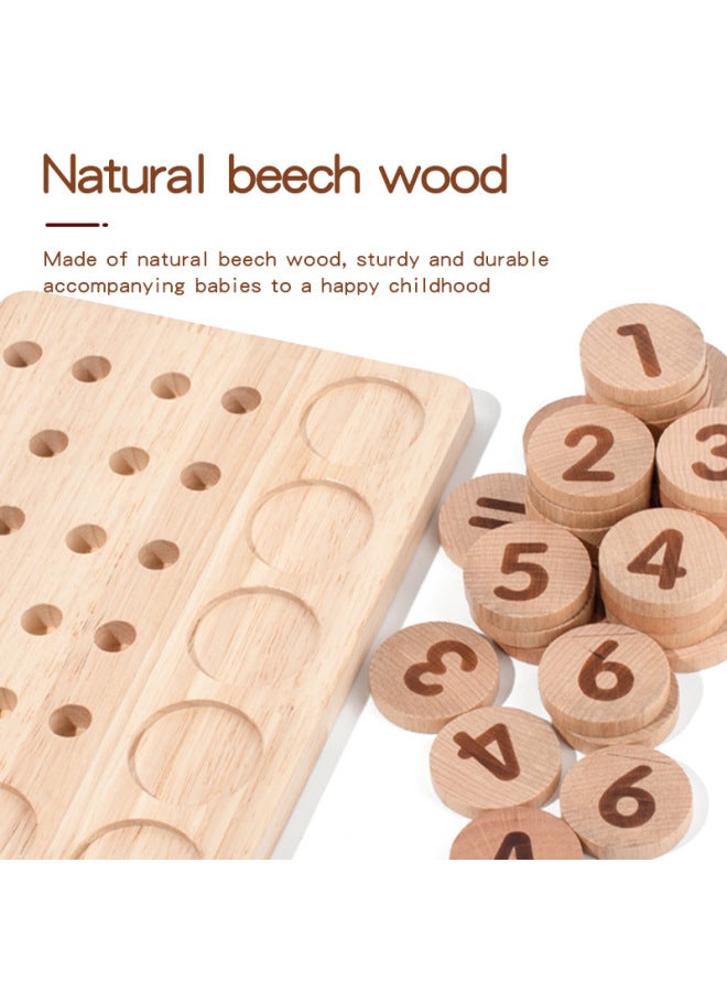 Children's Wooden Digital Matching Arithmetic Hundred Board Mathematics Teaching Aids Ten-grid Array Logic Thinking Educational Toys-Color:Ten Grid Array Digital Matching Arithmetic Board