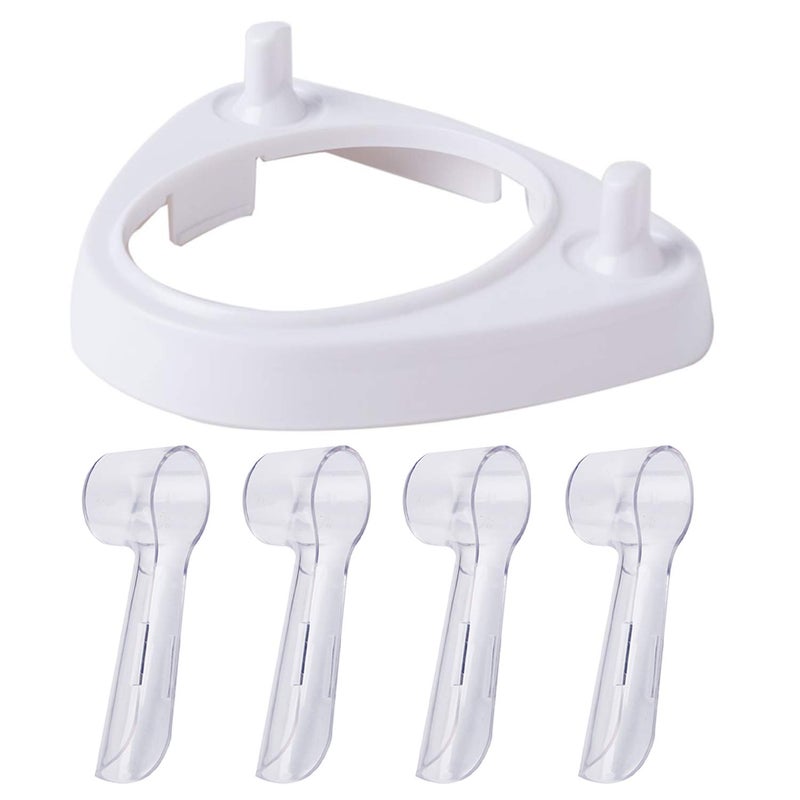LazyMe Electric Toothbrush Heads Holder Charger Holders and 4 Toothbrush Heads Dust-Proof Covers for Oral-B Electric Toothbrush Series - Image 1