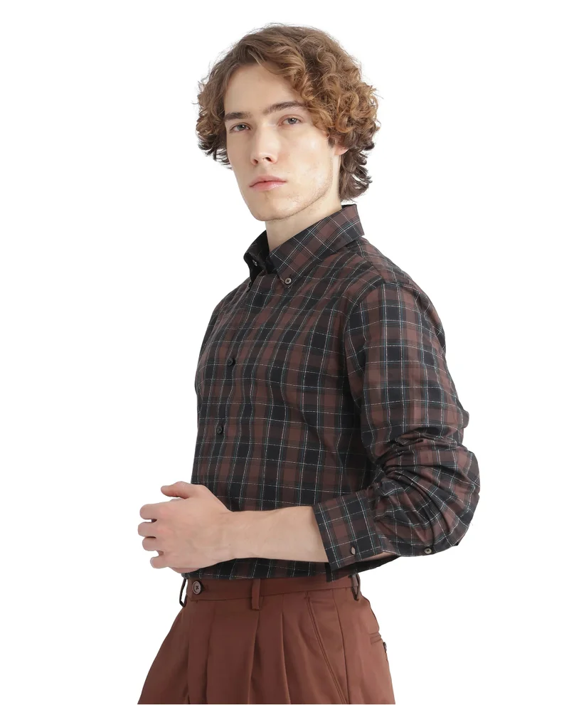 Rare Rabbit Men's Button Down Collar Checked Shirt