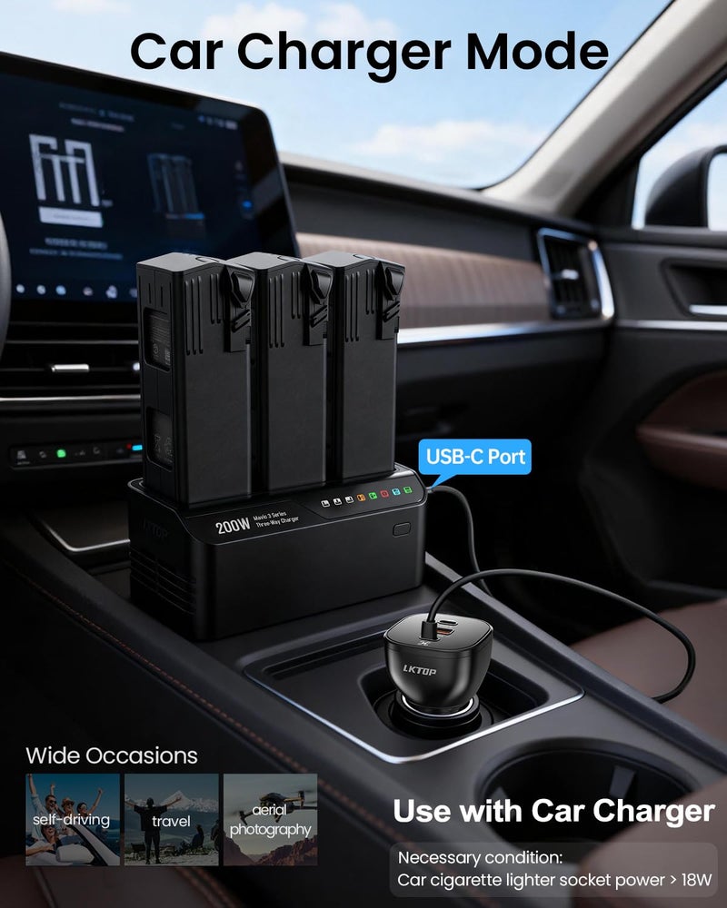 LKTOP 200W Mavic 3 Pro Battery Charging Hub (3.5X Super Fast) Mavic 3T/3E Parallel Charger for DJI Mavic3/Pro/Classic/Cine/Enterprise/Thermal Drone, 60% Storage/95% Fast Mode (Charge 3 Batteries: 1hr) - Image 5
