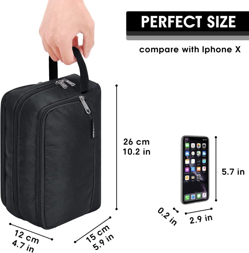 WANDF Toiletry Bag for Men Hanging Dopp Kit Water Resistant Shaving Bag Small Toiletry Bag for Traveling (Pure Black) - Image 2