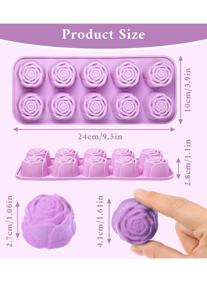 2 PCS Rose Silicone Mold, 10 Cavity Rose Chocolate Mold, Silicone Roses Molds Easy To Demold And Clean For Chocolate, Jelly, Ice Cubes, Cake Decorating Soap, Candles - Image 2