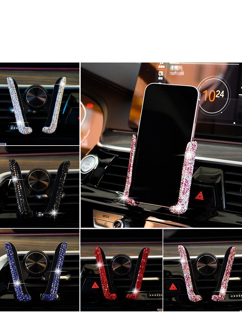 Universal Mobile Bracket For Car Dual Installation Methods Phone Holder Car Air Vent Gravity Phone Holder Dashboard Adhesive Phone Holder One-hand Operation for Car Desktop Diamonds Phone Holder - Image 3
