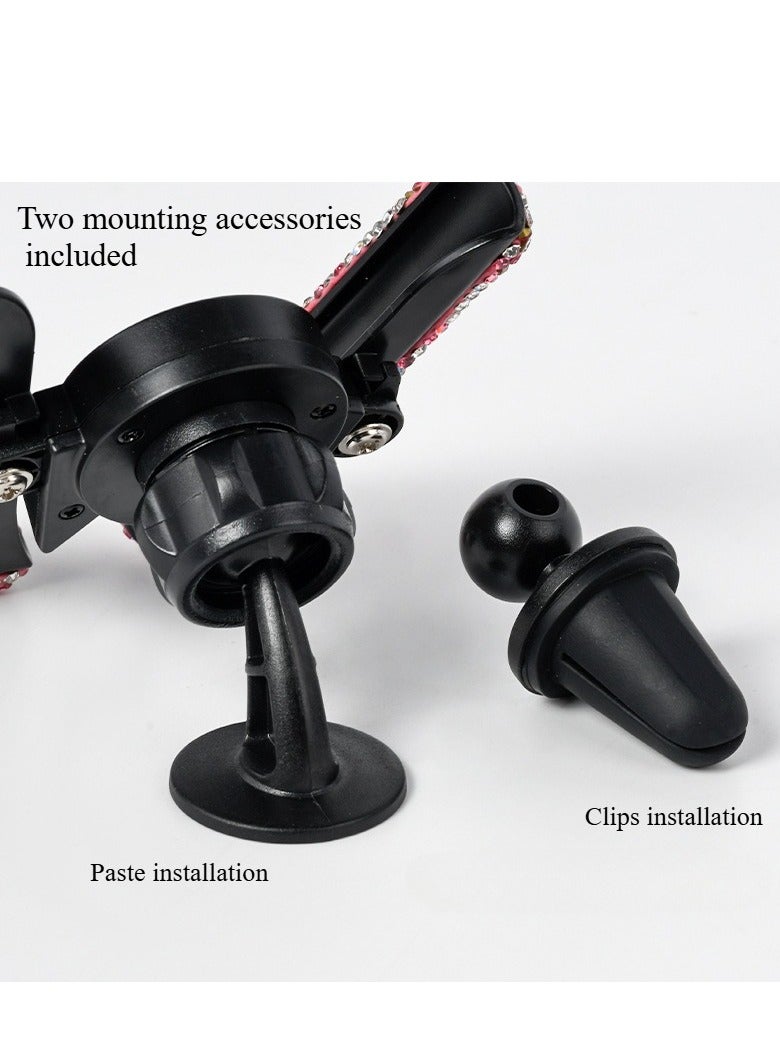 Universal Mobile Bracket For Car Dual Installation Methods Phone Holder Car Air Vent Gravity Phone Holder Dashboard Adhesive Phone Holder One-hand Operation for Car Desktop Diamonds Phone Holder - Image 4
