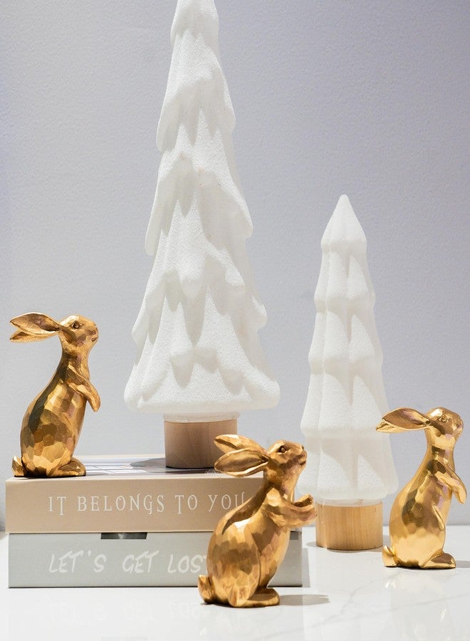 NEROSUN Resin Vintage Gold Bunny Decor Rabbit Figurines, Small Easter Bunny Figurine Set of 3, Vintage Easter Rabbit Statue Table for Home Decoration - Image 2