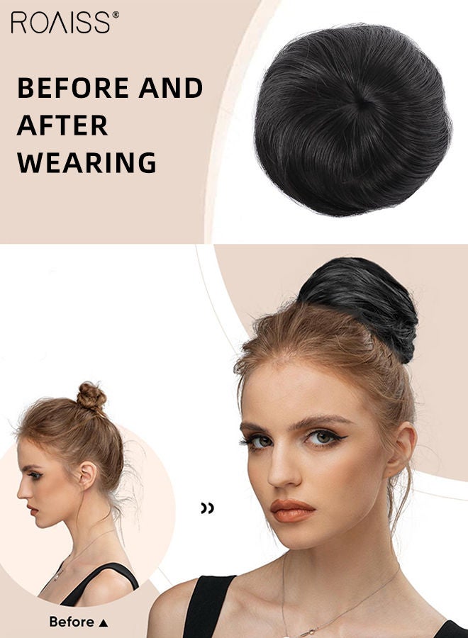 roaiss Synthetic Hair Bun Extension Roller Donut Chignon With Elastic Drawstring High Temperature Fiber Hairpiece for Women Daily Use - Image 2