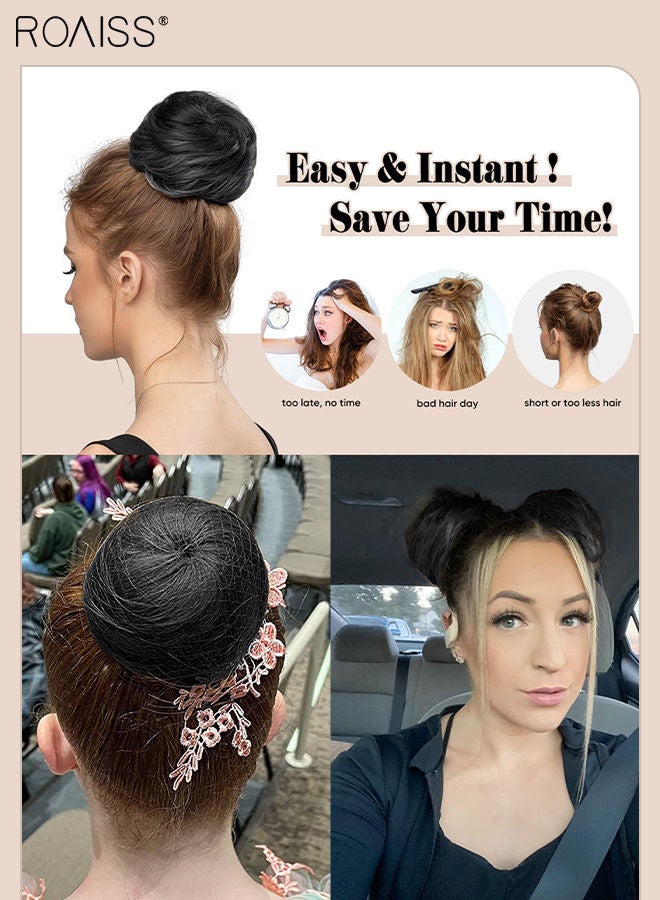 roaiss Synthetic Hair Bun Extension Roller Donut Chignon With Elastic Drawstring High Temperature Fiber Hairpiece for Women Daily Use - Image 4