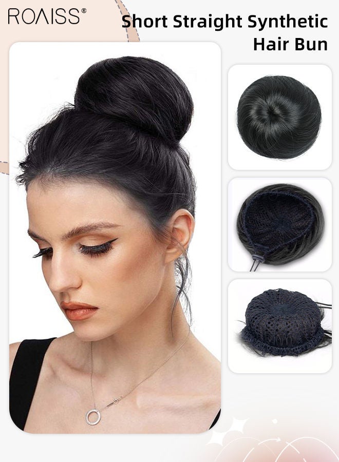 roaiss Synthetic Hair Bun Extension Roller Donut Chignon With Elastic Drawstring High Temperature Fiber Hairpiece for Women Daily Use - Image 1