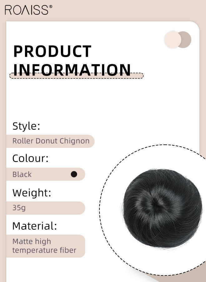 roaiss Synthetic Hair Bun Extension Roller Donut Chignon With Elastic Drawstring High Temperature Fiber Hairpiece for Women Daily Use - Image 3