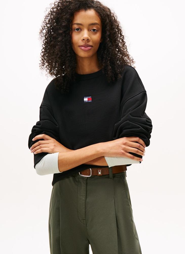 TOMMY JEANS Tommy Badge Boxy Fleece Sweatshirt - Image 3