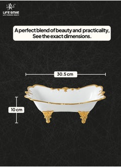 Life Smile LIFE SMILE Serving Bowl With Gold Stand  - Bone China Fruit Basket For Fruit Vegetable Storage Snack Nuts Cake Dessert  - Image 3