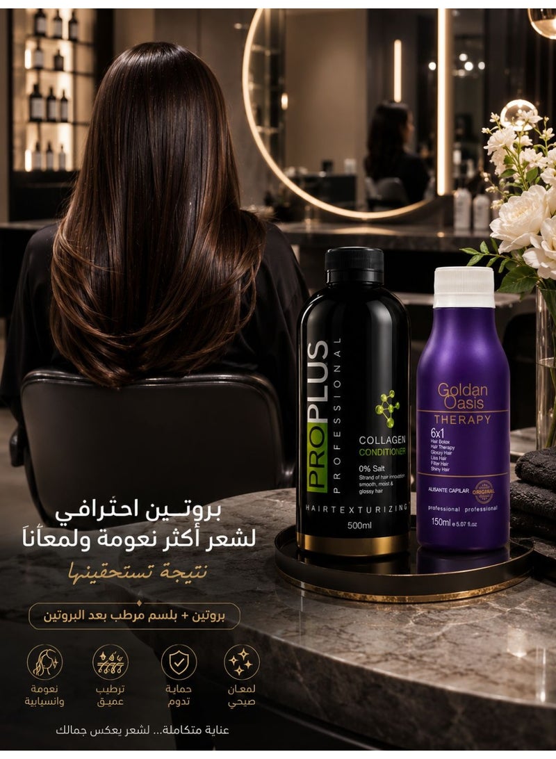 Pro Plus Brazilian hair protein treatment with moisturizing conditioner, for soft and shiny hair, 500ml and 150ml - Image 4
