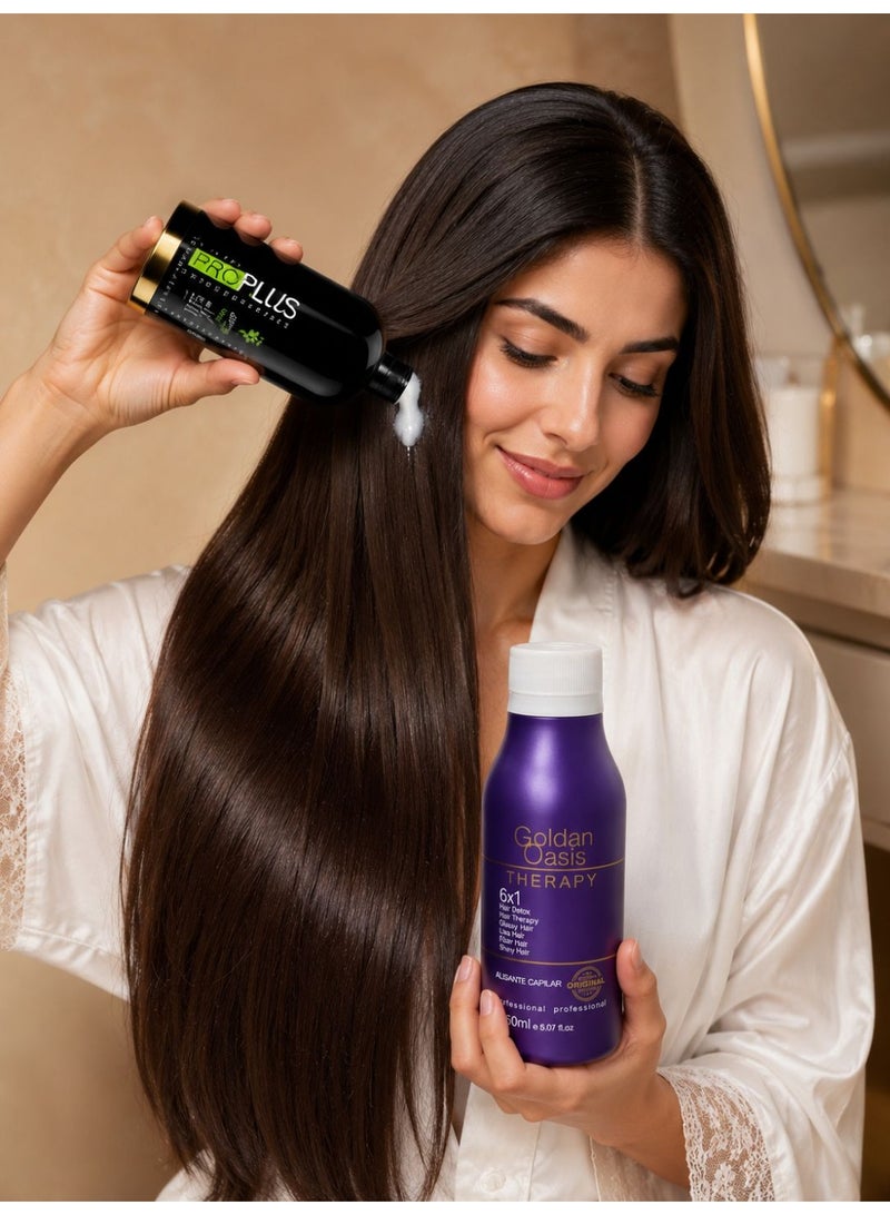 Pro Plus Brazilian hair protein treatment with moisturizing conditioner, for soft and shiny hair, 500ml and 150ml - Image 2