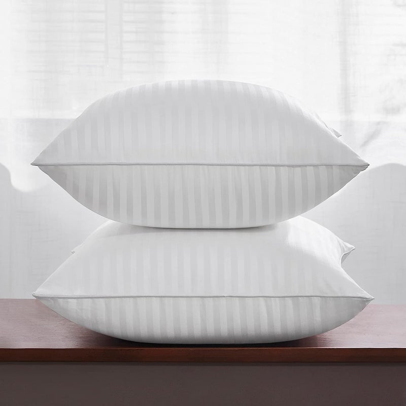 9villa Durable Fiber Cushion in Satin Stripe Fabric with Stomach Cushions for SofaBedand Chair Cushion Set of 5 18 X 18 X 5 Inchs White - Image 3