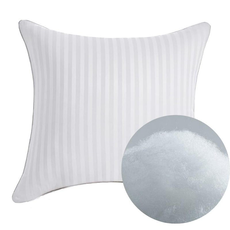 9villa Durable Fiber Cushion in Satin Stripe Fabric with Stomach Cushions for SofaBedand Chair Cushion Set of 5 18 X 18 X 5 Inchs White - Image 2