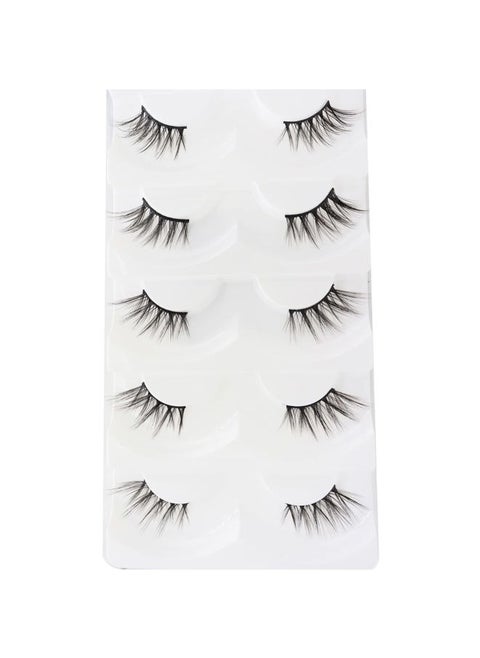 Eyelashes Half Lashes Natural Look Wispy Cat Eye Mink Lashes Flared Curly 15mm Fake Eye Lashes Extension Reusable Soft Light 3D False Eyelashes for Daily Wear 5 Pairs (8D Half Lashes Flared)