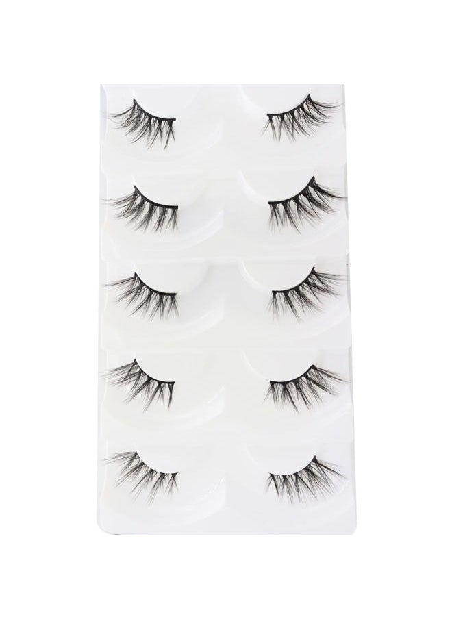 DAODER Eyelashes Half Lashes Natural Look Wispy Cat Eye Mink Lashes Flared Curly 15mm Fake Eye Lashes Extension Reusable Soft Light 3D False Eyelashes for Daily Wear 5 Pairs (8D Half Lashes Flared)  - Image 1