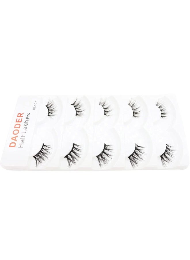 DAODER Eyelashes Half Lashes Natural Look Wispy Cat Eye Mink Lashes Flared Curly 15mm Fake Eye Lashes Extension Reusable Soft Light 3D False Eyelashes for Daily Wear 5 Pairs (8D Half Lashes Flared)  - Image 5