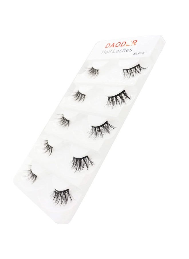 DAODER Eyelashes Half Lashes Natural Look Wispy Cat Eye Mink Lashes Flared Curly 15mm Fake Eye Lashes Extension Reusable Soft Light 3D False Eyelashes for Daily Wear 5 Pairs (8D Half Lashes Flared)  - Image 4