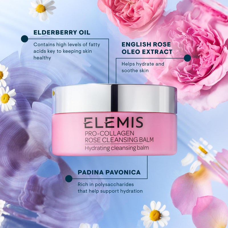 ELEMIS Pro-Collagen Rose Cleansing Balm - 3-in-1 Daily Face Cleanser - Melts Away Waterproof Makeup and Sunscreen - Rose and Elderberry Oil - 100 - Image 4