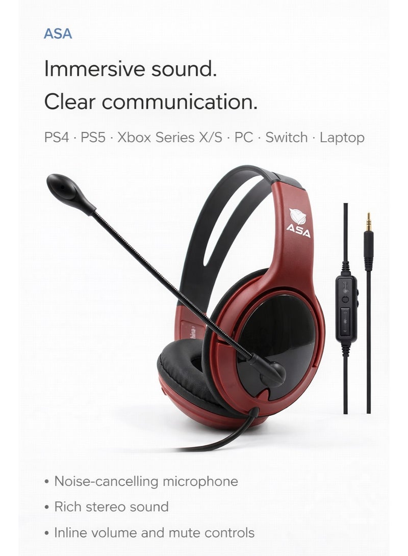 أيه أس أيه سماعة ألعاب ASA 099، سماعة ألعاب سلكية، سماعة بلايستيشن، سماعة ألعاب مع ميكروفون، سماعة صوت ستيريو، سماعة قيمنق - Image 1