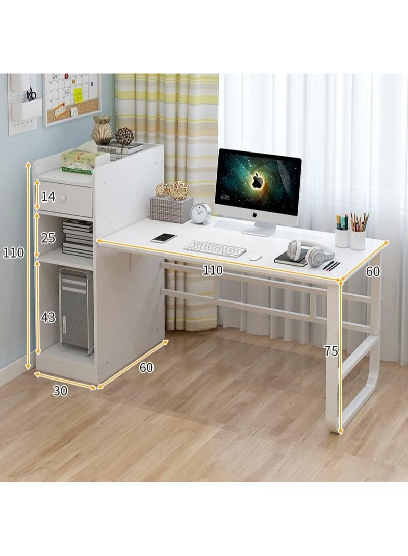 إيه جي دي طاولة دراسة بوحدة رفوف جانبية للكمبيوتر والدراسة والكتابة والألعاب مناسبة للمنزل بلون ابيض - Image 5