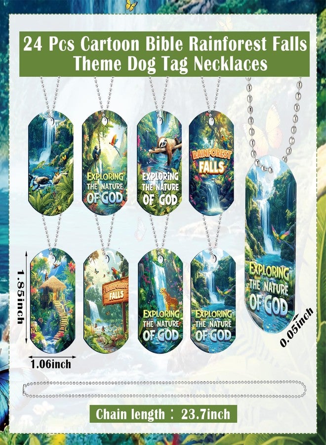 Kigeli 24 Pcs Vbs 2026 Decorations Exploring The Nature of God Kit Dog Tag Necklace Jungle Tropical Birds Parrot Animals Tag for Vacation Bible Sunday School Prizes Gift - Image 2