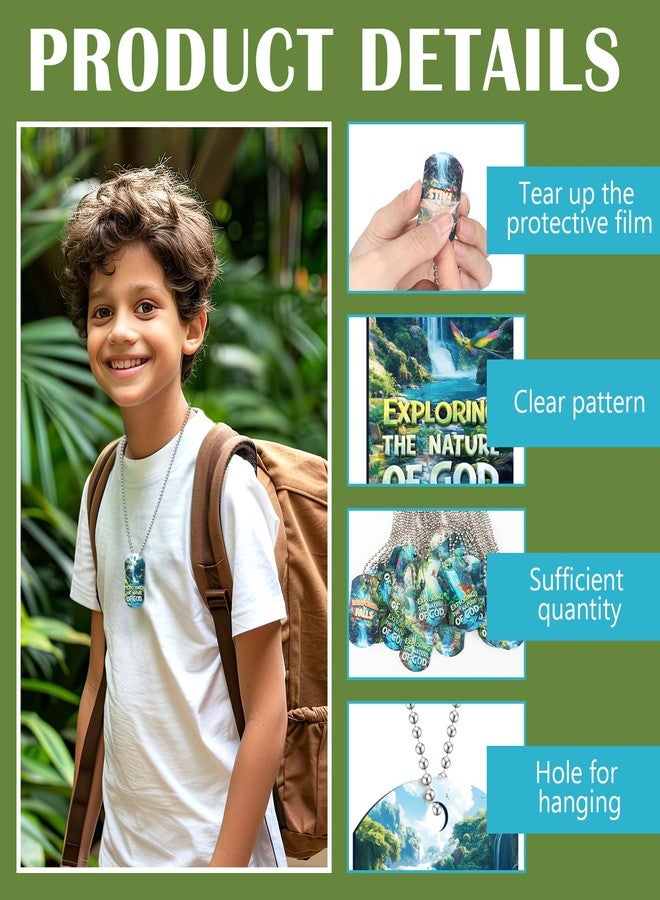 Kigeli 24 Pcs Vbs 2026 Decorations Exploring The Nature of God Kit Dog Tag Necklace Jungle Tropical Birds Parrot Animals Tag for Vacation Bible Sunday School Prizes Gift - Image 3