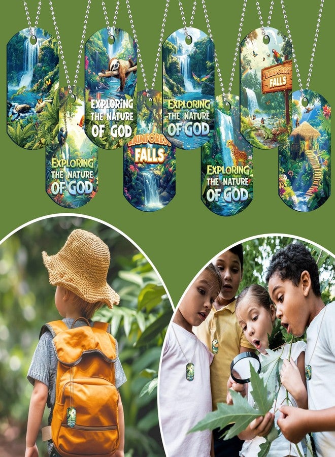 Kigeli 24 Pcs Vbs 2026 Decorations Exploring The Nature of God Kit Dog Tag Necklace Jungle Tropical Birds Parrot Animals Tag for Vacation Bible Sunday School Prizes Gift - Image 4