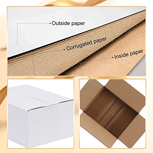 Calenzana 8x6x4 Shipping Boxes Set of 40, White Corrugated Cardboard Box for Mailing Packing Gifts Small Business - Image 3