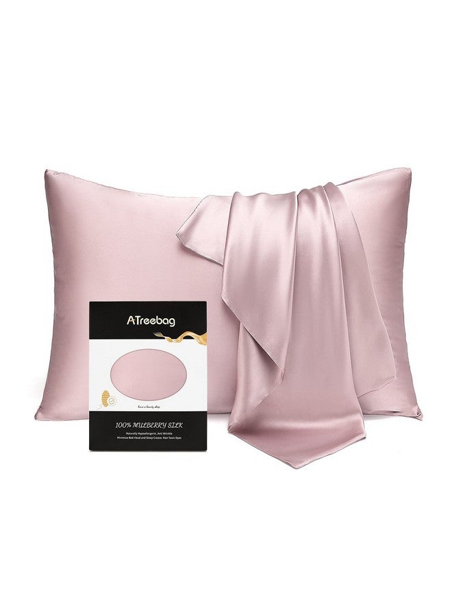 ATreebag Pillowcase 100% Mulberry Silk for Hair and Skin, Double Sided 19 Momme Pure Silk Pillow Case with Hidden Zipper and Gift Box (Light Plum, 1 PC, Toddler 13"x18") - Image 1
