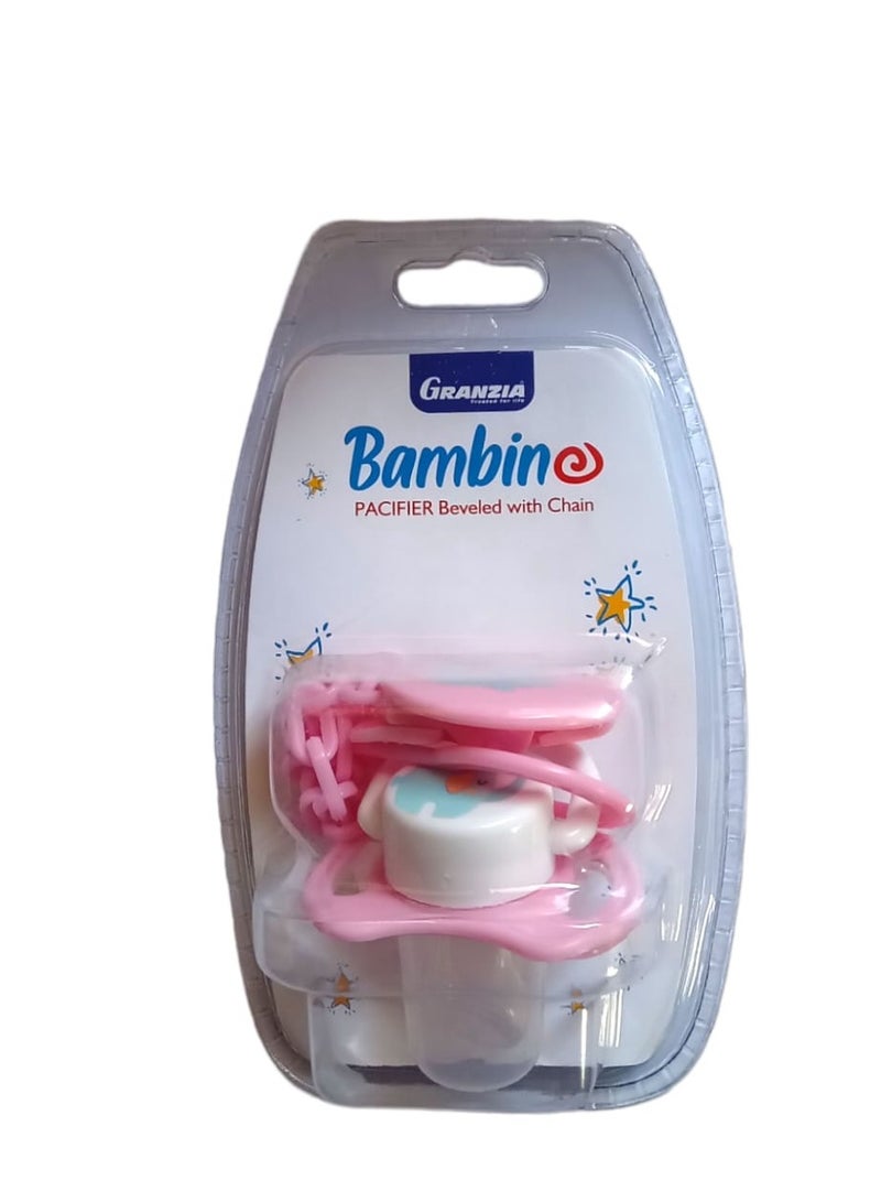 Pacifier Beveled With Chain - Pink