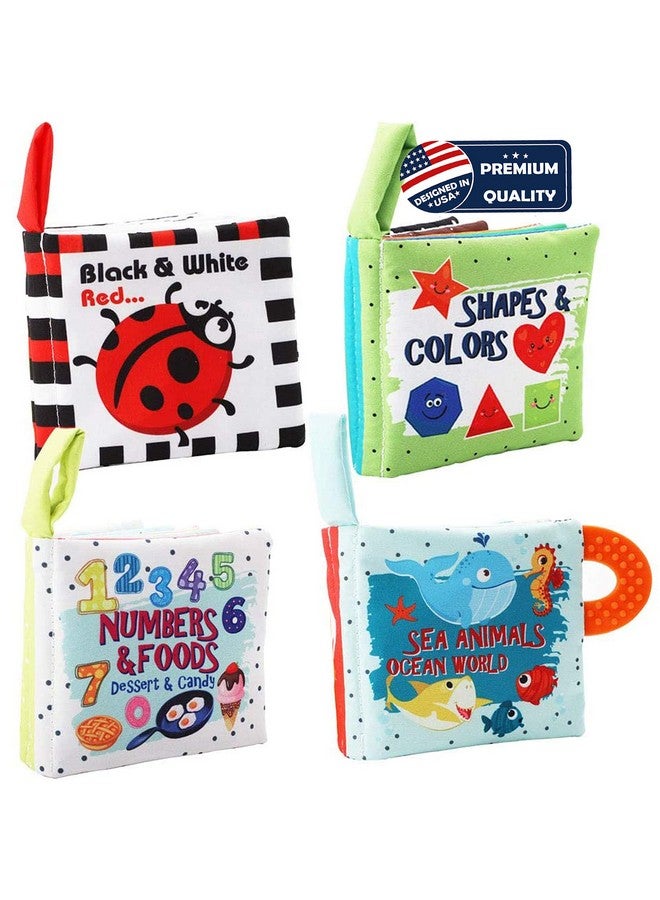 Bebe Mondo Baby Books Toys 0-6 Months Touch And Feel Crinkle Soft Cloth Books For Babies Infants Toddler, Baby Gifts Teething Toys, Early Education Toy 6 To 12 Months Baby Boy Girl 1 Year Old Books & Up - 4Pcs  - Image 1