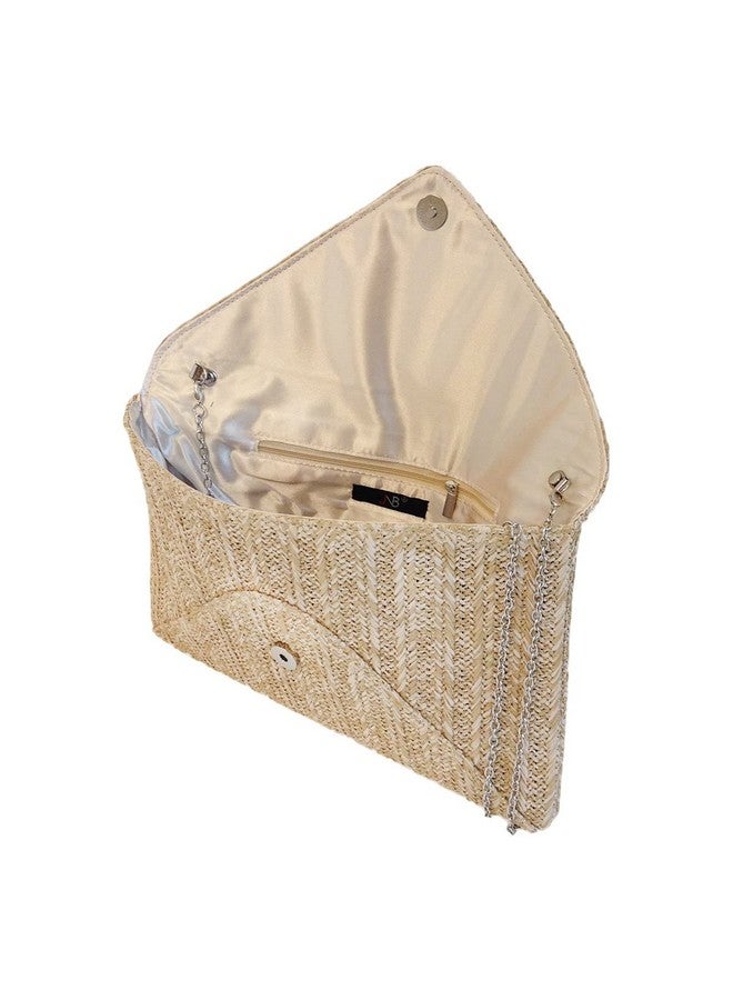 JNB Women'S Straw Envelope Clutch Natural - Image 3