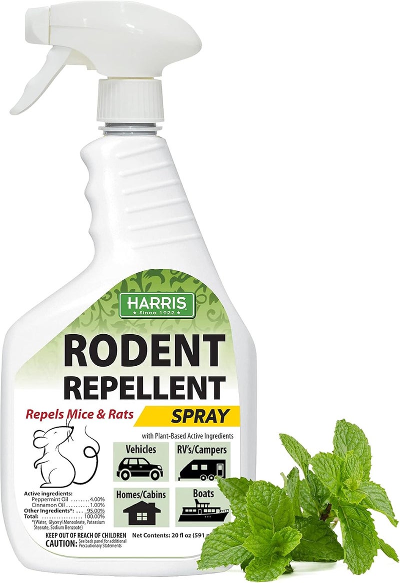 Harris Peppermint Oil Mice & Rodent Repellent Spray for House and Car Engines, Humane Mouse Trap Substitute, 20oz - Image 1
