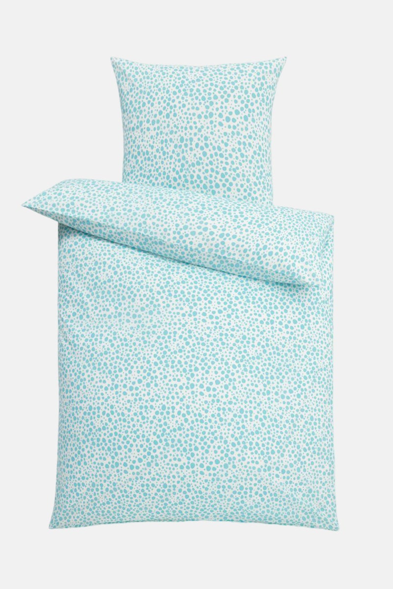 Tchibo Premium Cotton Allover Print Duvet Set 135 x 200 cm, White/Aqua  - Image 2